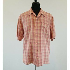 Tommy Bahama Short Sleeve Shirt Men Medium Business Party Vacation Casual Orange